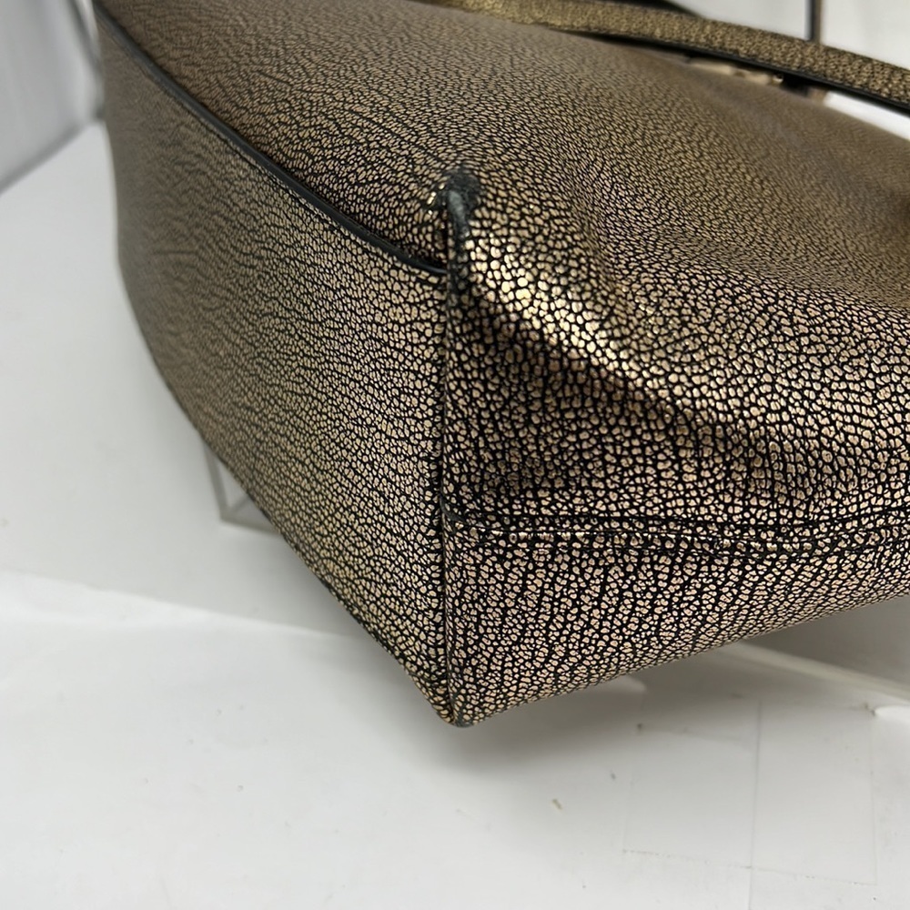 Coach Sophia Gold Black Pebbled Leather Zip Shoulder Tote Bag - Picture 6 of 10